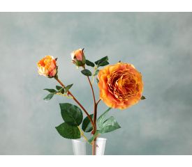 Autumn Rose Single Branch Artificial Flower 52 Cm Orange