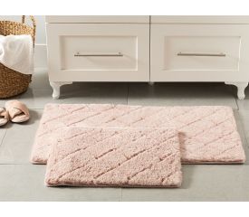 Rabbit Polyester Bath Mat Set 60x100 - 50x60 Cm Powder