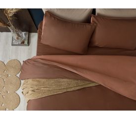 Plain Cotton Full Duvet Cover Set King Size 240x220 Brown-Nude