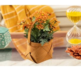 Daisy Bouquet Green Artificial Flower in Vase 16x16x24 Cm Orange