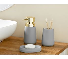 Soft Touch 3 Set Bathroom Set 17x8x8 + 10x8x8+12x8x8 Cm Gray