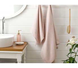 Thin Stripe Corded Bath Towel Set 2 Piece 50x85 Cm - 70x140 Cm Nude