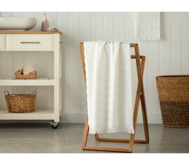 Adorn Cottony Fringed Bath Towel 70x140 Cm Ecru