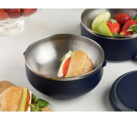 Basic Stainless Steel Leakproof Lunch Box 2 Piece 1.5 Lt Navy Blue