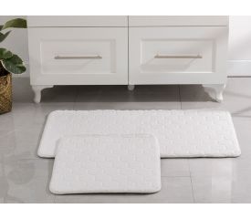 Honeycomb Polyestere Bath Mat Set 60x100 - 50x60 Cm White