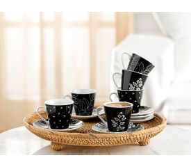 Prezzie Porcelain 12 Pieces Coffee Cup Set 80 ML Black