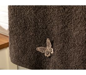 Embroidered Cotton Hand Towel 50x70 Cm Brown