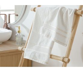 Shiny Stripe 2 Pcs Boxed Towel Set with Lureks 30x45-50x80 Cm Light Beige