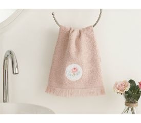 Big Rose Embroidered Hand Towel 30x40 Cm Nude