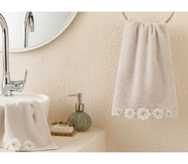 Ashley Crocheted Face Towel 50x80 Cm Light Beige-ecru