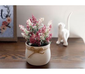Posy Artificial Flower With Ceramic Vase 10.5x10.5x14.3 Cm Lilac
