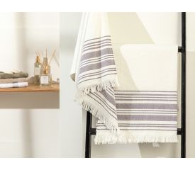 Retro Cotton Polyester Bath Towel Set 50x85Cm + 70x150Cm Ecru