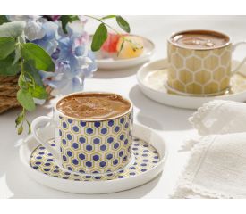 Locus Comb New Bone 2 Set Coffee Cup Set 80 ML Yellow-Blue