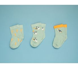 Little Penguin Cottony 3 Set Baby Socks 6-12 Age Green