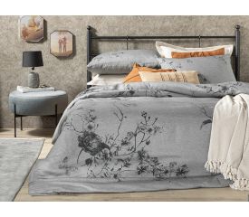 Winter Garden Yarn Dyed Digital Printed Double Person Duvet Cover Set Anthracite